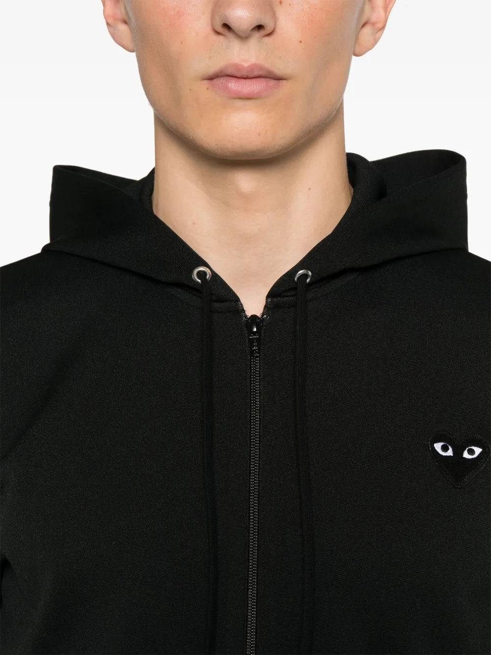 Black Heart Zip Up in Black