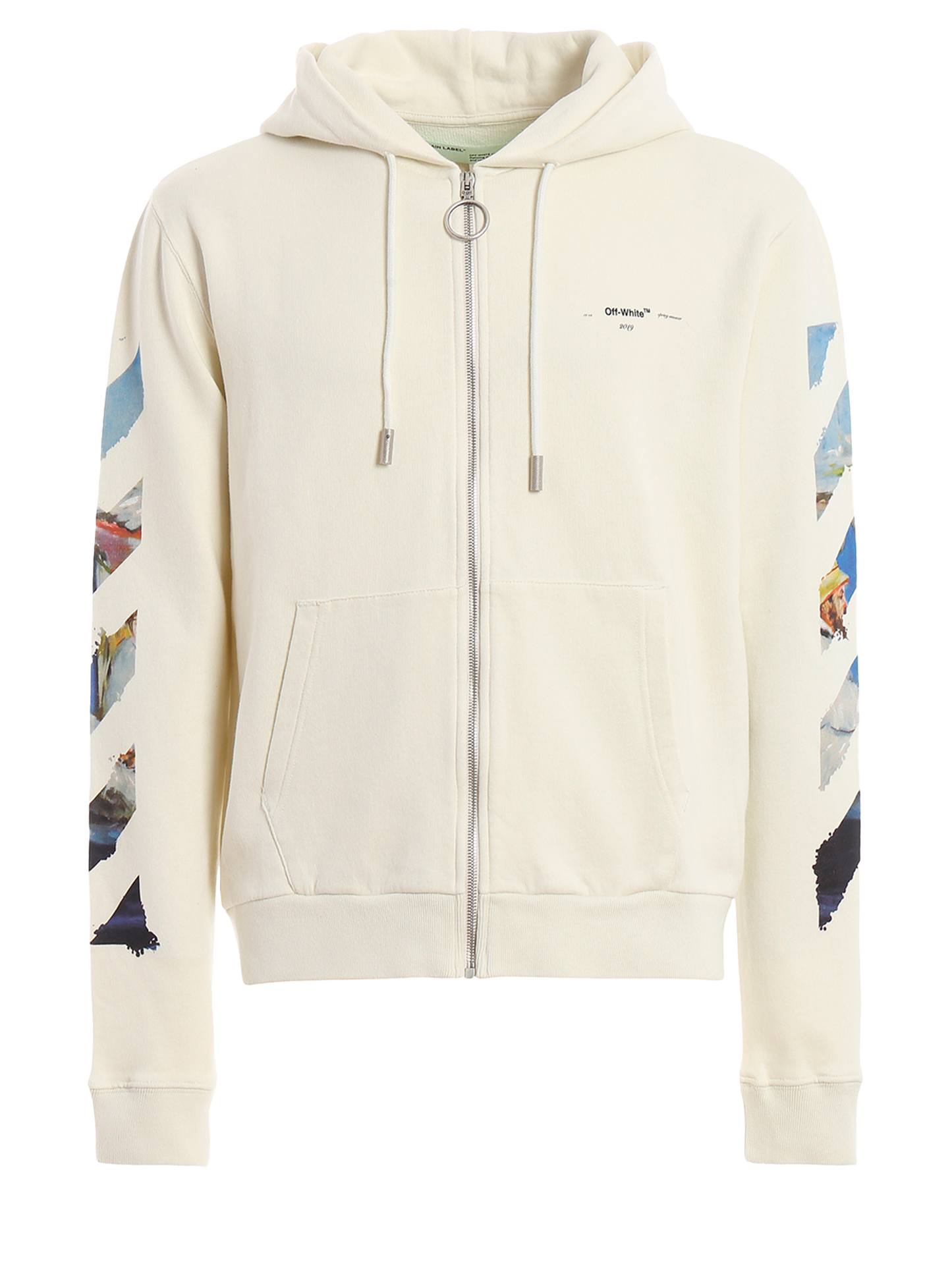 Diag Multicolor Off White Zip Up Hoodie
