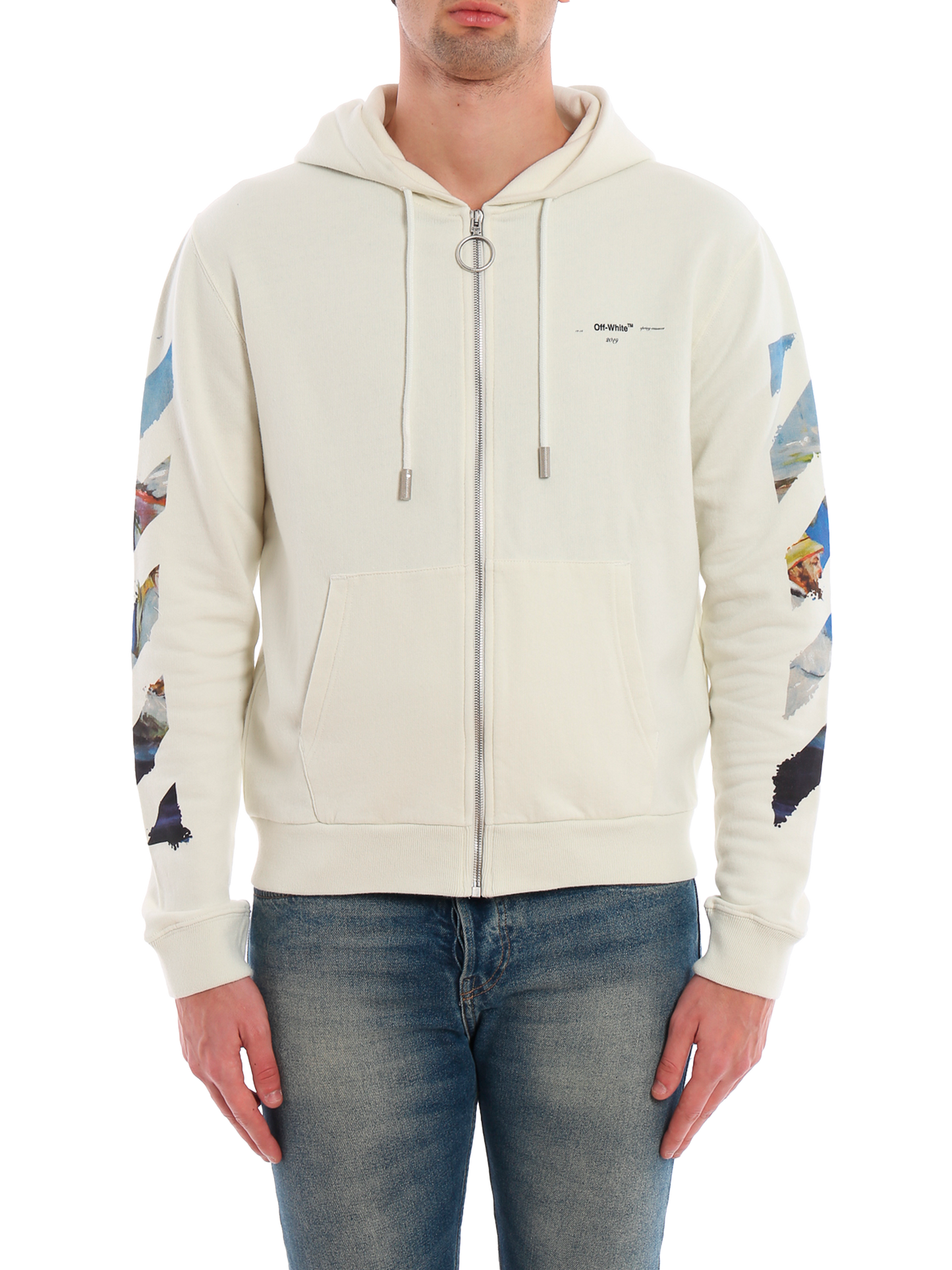 Diag Multicolor Off White Zip Up Hoodie