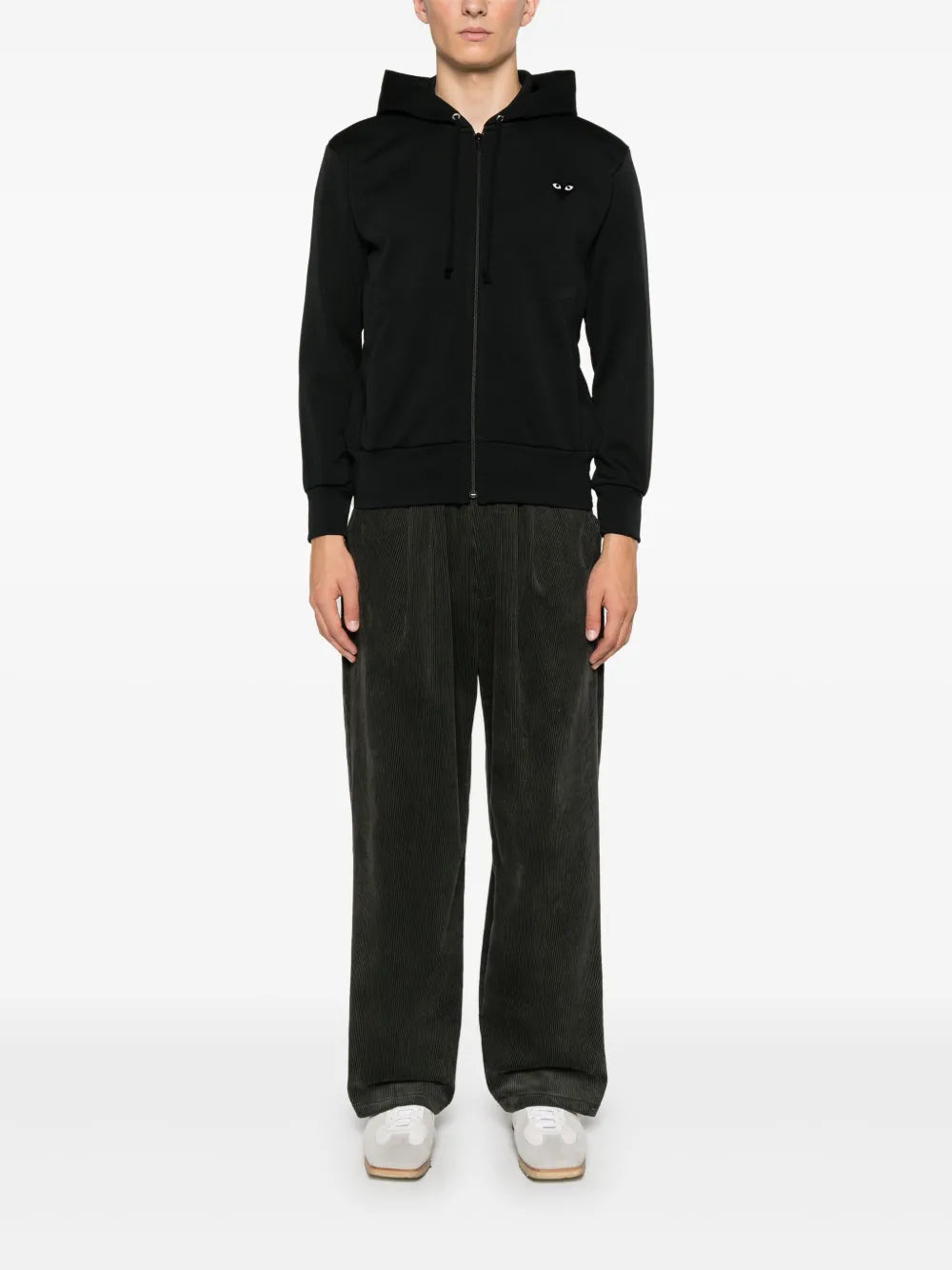 Black Heart Zip Up in Black