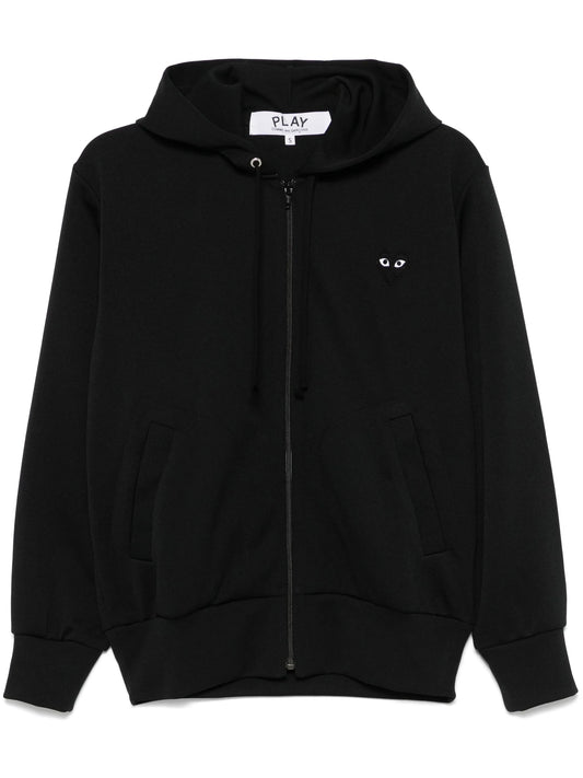 Black Heart Zip Up in Black