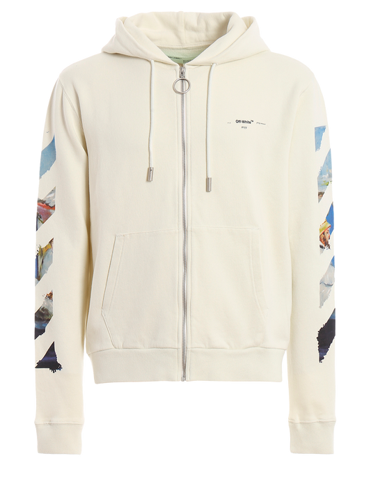 Diag Multicolor Off White Zip Up Hoodie